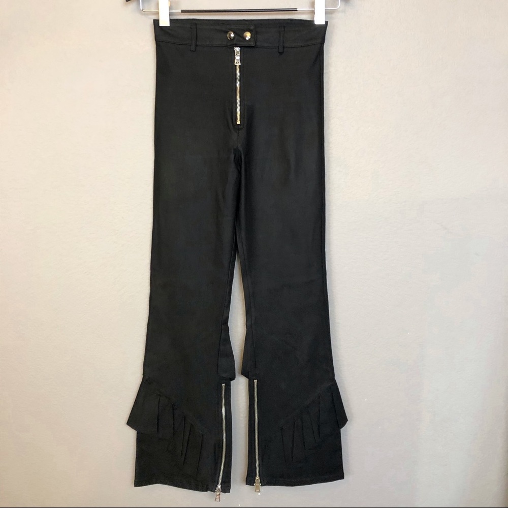 I Am Gia Silverstone Pants Waxed Ruffle Zip AS IS